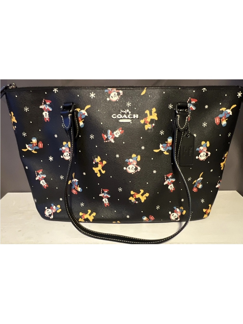 Coach Black Disney Print Signature Tote